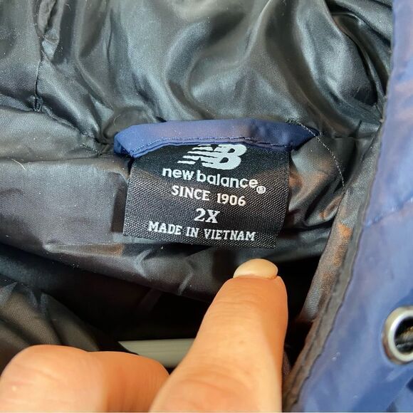 Brand New With Tags New Balance Hooded‎ Navy Puffer Tech Jacket Size 2XL - Picture 11 of 12